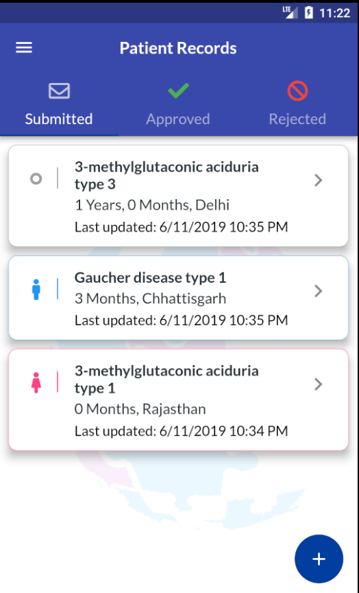 IIMDR patient records review workflow on a handset